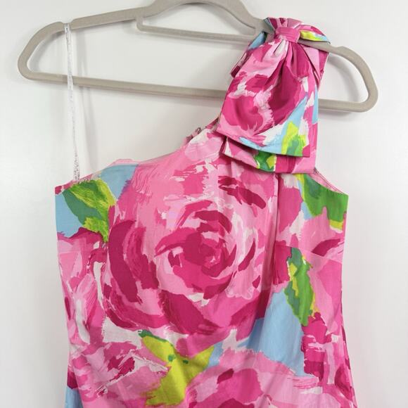 Rare Lilly Pulitzer Hotty Pink First Impression Chloe One Shoulder Dress Size 2 - Picture 3 of 15